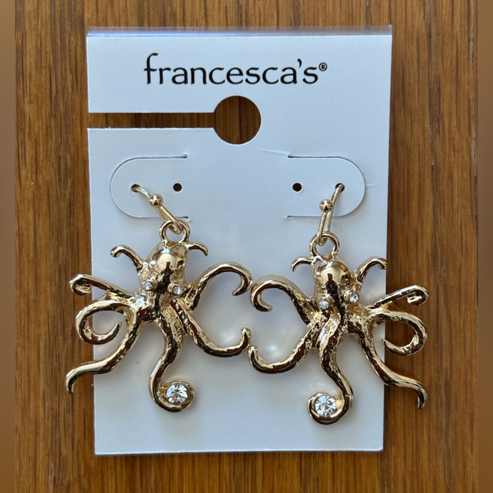 Francesca's Collections Courtney Octopus Drop Gold Colored Earrings